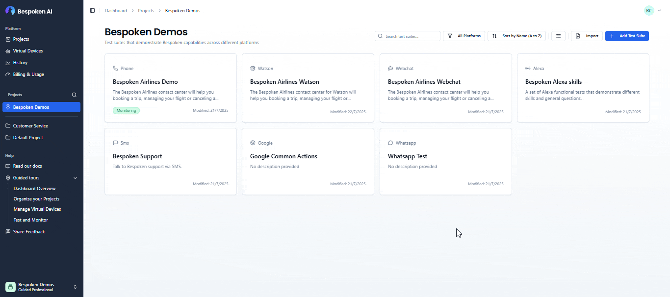 Cloning a test suite to other project