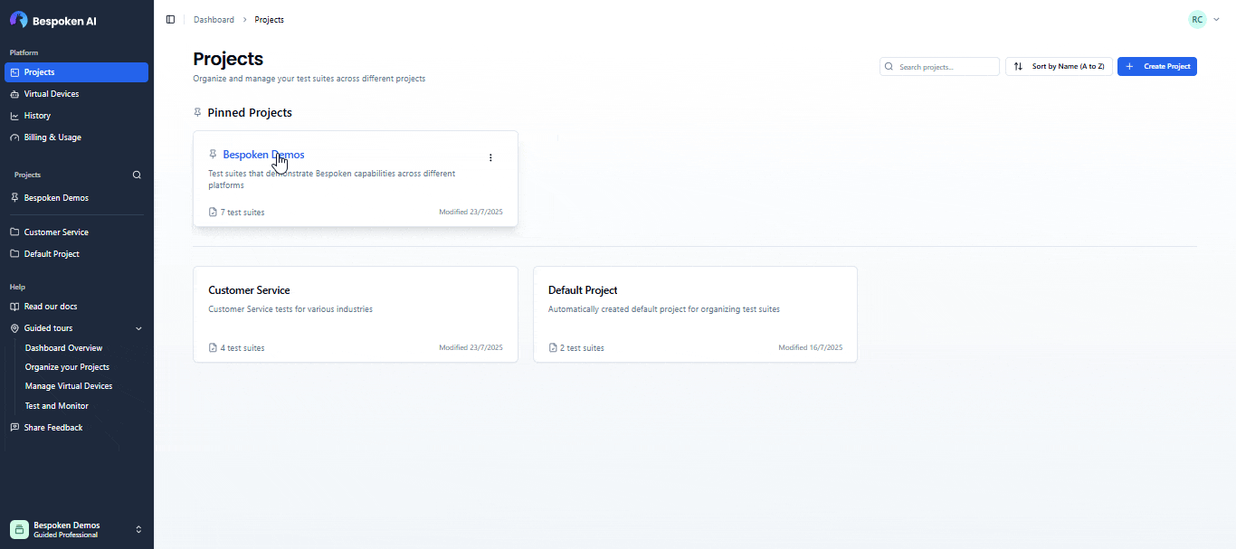 Test Suite Navigation
